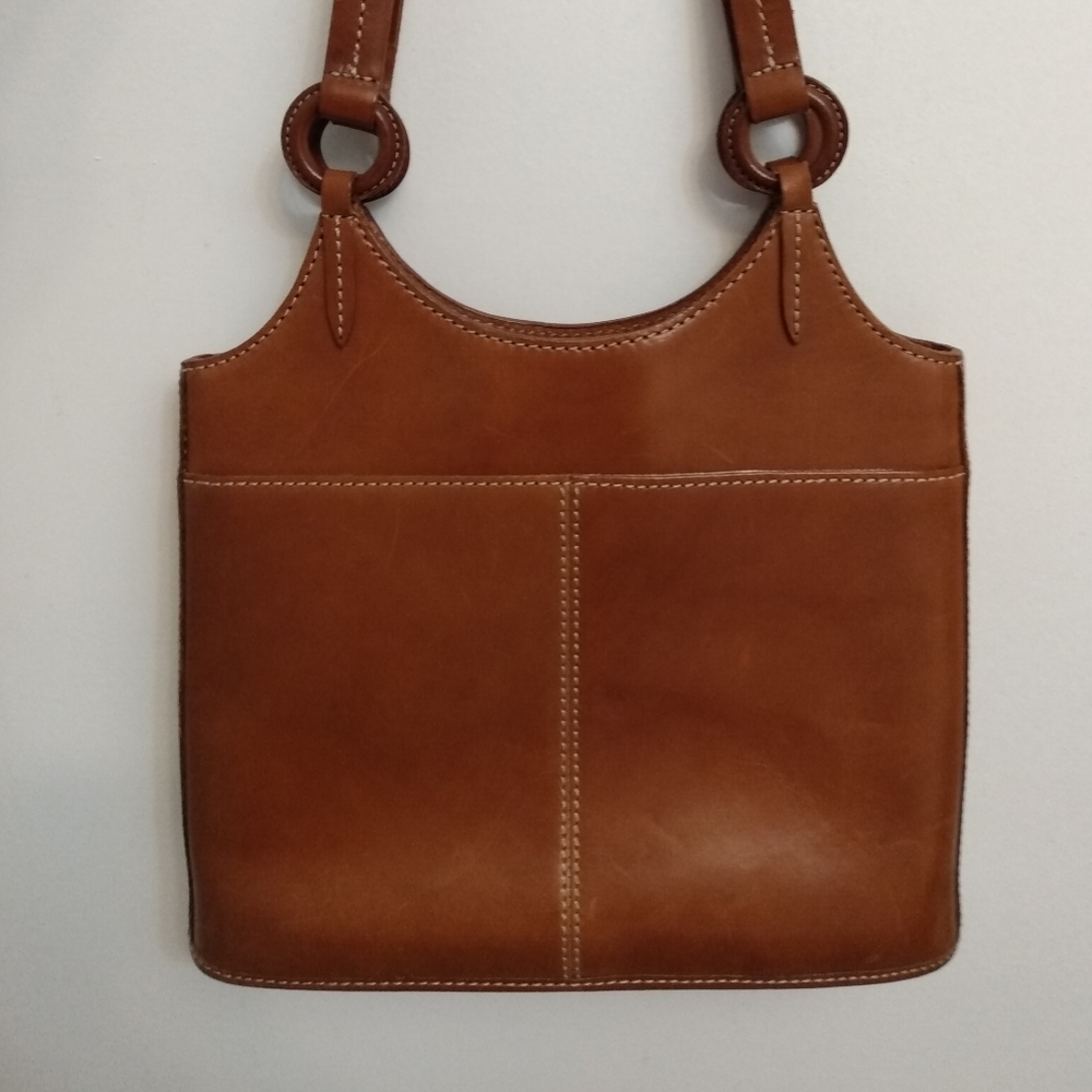 Vintage Fossil Chestnut 🌰 Leather Shoulder Bag Linen Lining